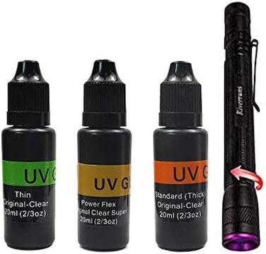Riverruns UV Clear Glue Thick Thin FlewUV Power 395nm Zoomable Pen Light for UV Glue Curing,Heads Bodies and Wings, Medical, Doctor Nurse Diagnostic, Small Mini Stylus, IPX5 Water-Resistant