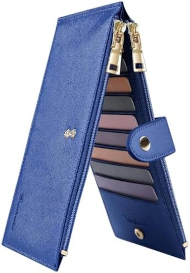Travelambo Womens Wallet RFID Blocking Bifold Multi Card Case Wallet with Zipper Pocket, Blue Deep, one size, Minimalist