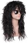 FantaLook Mens 80S Long Curly Black Rocker Costume Wig