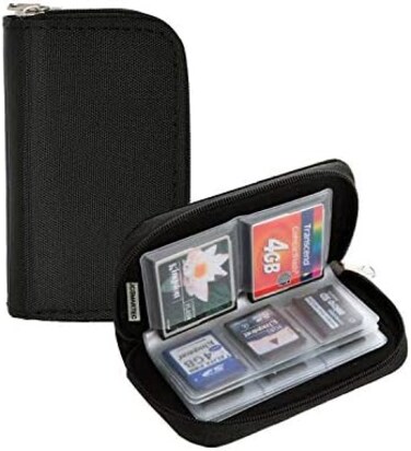 Mixtecc Memory Card Carrying Case - Suitable for SDHC and SD Cards, 8 Pages and 22 Slots Memory Card Holder Bag Wallet Bag for Media Storage Organization (Black