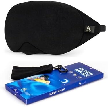 Mavogel Cotton Sleep Mask - Updated Design Light Blocking Sleep Eye Mask, Soft and Comfortable Night Sleeping Mask for Men Women, Eye Blinder for Travel/Sleeping, Includes Travel Pouch, Black