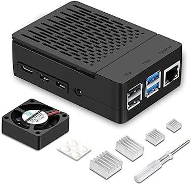 iUniker Raspberry Pi 4 Fan ABS Case with Cooling Fan, Heatsink, Simple Removable Top Cover for Pi 4 Model B/ 4B