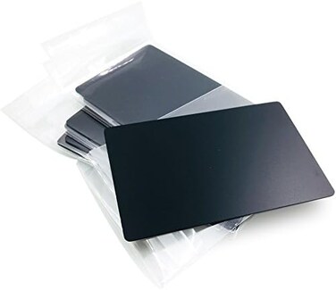 Ebamaz Metal Business Cards Anodized Aluminum Plaque Plate 86X54X0.8mm (Black, Blank,10PCS