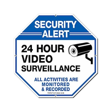 Faittoo Video Surveillance Sign, 12 x12 Inches Security Alert 24 Hour Video Surveillance Metal Sign,All Activities are MonitoredRecorded Aluminum Stop Sign for CCTV Security Camera