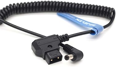 كابل طاقة حلزوني بزاوية قائمة من نوع SZJELEN Anton Bauer Power Tap D-Tap إلى 12 فولت تيار مستمر 2.5 لشاشة KiPRO LCD (كابل تيار مستمر حلزوني)
