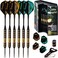 IgnatGames Darts Metal Tip Set - Professional Darts with Stylish Case and Darts Guide, Steel Tip Darts Set with Aluminum ShaftsRubber O'RingsExtra FlightsDart Sharpener and Wrench