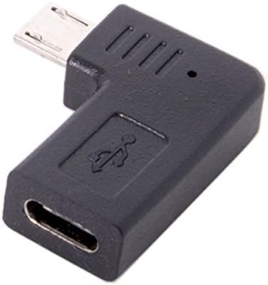 Cablecc USB-C Type-C Female to Micro USB 2.0 5Pin Male Data Adapter 90 Degree LeftRight Angled Type (Left Angled