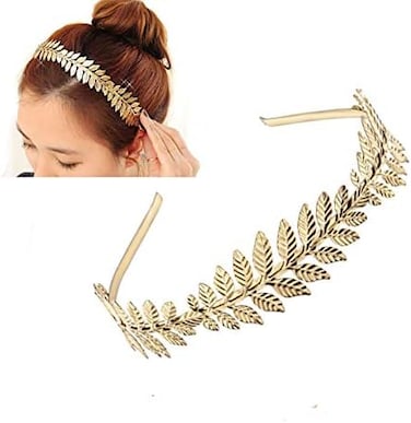 Fodattm (Gold - A- Women Lady Girls Greek Roman Laurel Leaf Hair Hoop HeadBand Bridal Hair Crown Headdress Metal Leaf Branch French Hair Bands Hair Accessories (Gold - A
