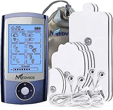 MEDVICE Rechargeable Tens Unit Muscle Stimulator, 2nd Gen 16 Modes8 Upgraded Pads for Natural Pain ReliefManagement, FDA Cleared Electric Pulse Impulse Mini Massager Machine
