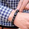 SX Commerce Natural Obsidian Stone Bead Bracelet Couple Men 10mm and Women 8mm Dragon and Phoenix Totem Jewelry