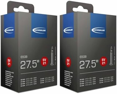 أنابيب داخلية للدراجات من نوع Schwalbe SV21 650B - 27.5 × 1.5/2.4 بوصة (40/62-584)، صمام بريستا (عبوة من قطعتين)