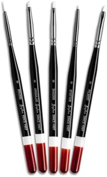 Angelus Micro Detail Paint Brush Set of 5, Black, 799-5-101, Acrylic Brush Set, 5 Brushes