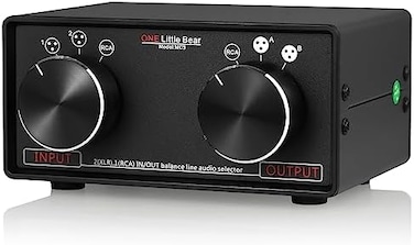 محول صوت ستيريو متوازن XLR/RCA من Nobsound Douk Audio Little Bear MC3 بثلاثة مداخل وثلاثة مخارج، مع مُحدد وموزع صوت، ومضخم صوت سلبي، ومفتاح تحويل صوت XLR إلى RCA (XLRRCA).