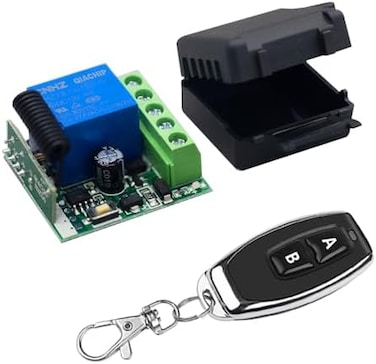 QIACHIP 433Mhz Universal Wireless Remote Control Switch DC 12V 1CH Relay Receiver Module RF Transmitter Momentary Toggle Latch for Gate Door Open,LED,Pump,Car(Transmitters 2 Button1 Receiver 1CH