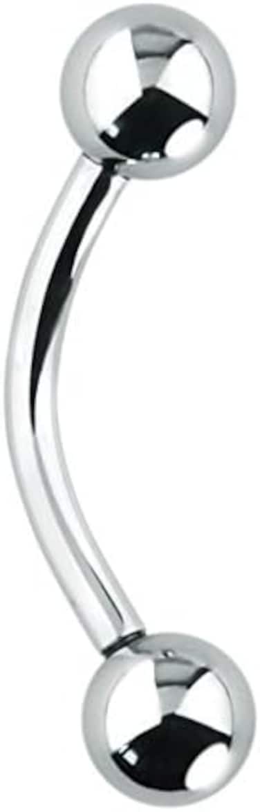 Forbidden Body Jewelry Eyebrow Jewelry, Curved Barbell Piercing Jewelry, Snake Eyes Tongue Rings, 00GA-16GA Internally Threaded Surgical Steel Curved Piercing Barbell, Metal