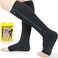 Ailaka Zipper 20-30 mmHg Compression Socks for WomenMen, Knee High Open Toe