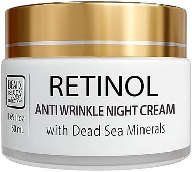 Dead Sea Collection Night Cream for Face with 2% Retinol, Dead Sea Minerals, and Vitamin E &ndash; Anti Aging Nourishing Skin Care Moisturizer to Reduce Wrinkles (1.69 fl. oz