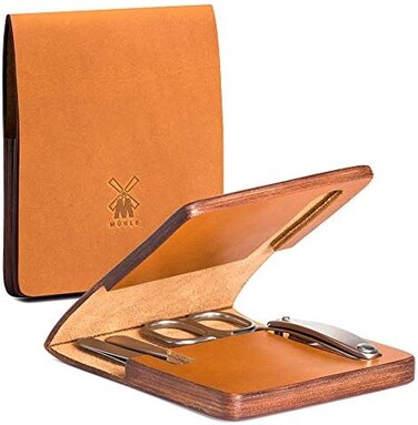 M&Uuml;HLE TRAVEL Manicure Set in Cowhide Case - Luxurios Travel Kit