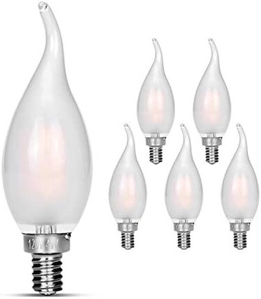 carryBC Candelabra LED Bulbs 2700K 40w Equivalent Improve Flame tip Frosted Glass E12 Base Warm White Decoration E12 LED Bulb Dimmable 6 Pack