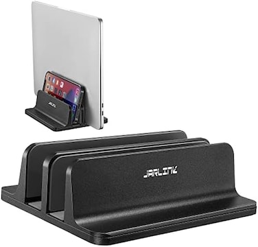 JARLINK (Upgraded Dock VersionVertical Laptop Stand, Double Desktop Stand Adjustable Laptop Holder (up to 17.3"Compatible for All MacBook Pro/Air/Microsoft Surface/Gaming Laptops/Lenovo (Black