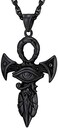 PROSTEEL Ankh Necklace Ancient Egyptian Protection Spiritual Ethnic Men Jewelry Gothic Cross Pendant Black Necklace