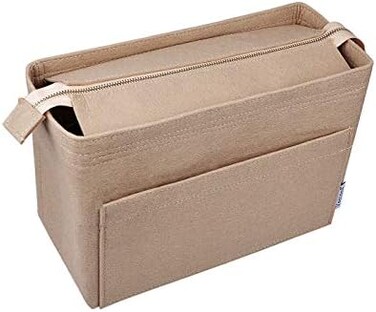 Vercord Felt Zipper Handbag Tote Purse Duffel Backpack Organizer Insert Beige Medium