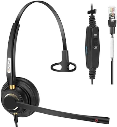 Arama A800S Wired Telephone Headset with Noise Cancelling Mic for Plantronics Polycom ShoreTel Zultys Toshiba NEC Nortel Norstar Packet8 Siemens ROLM Aspire Dterm Meridian Landline Deskphones