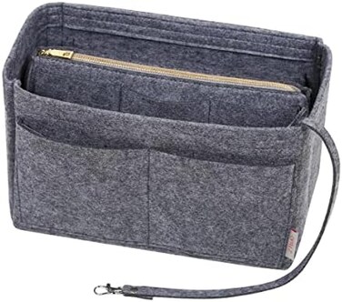 ZTUJO Purse Organzier, Bag Organizer with Metal Zipper (Large, Grey