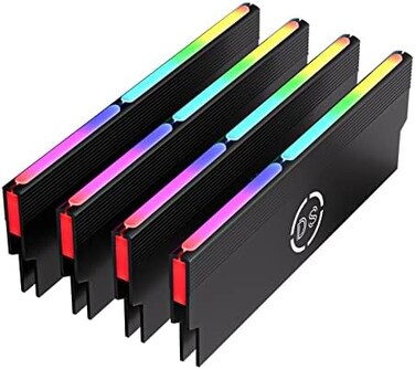 DS leddess Aluminum Alloy RAM Cooling Shell Heat Sink, ARGB Light Effect Memory Cooling Radiator Glow for PC Memory Cooling Vest(4 Pack, 3th GEN, M Series