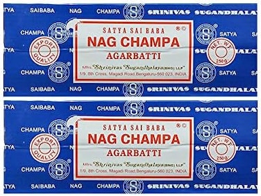 Sai Baba Satya Nag Champa Agarbatti Pack of 2 Incense Sticks Boxes 250gms Each Hand Rolled Agarbatti Fine Quality Incense Sticks for Purification, Relaxation, Positivity, Yoga, Meditation