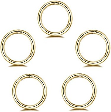 NewZenro 5Pcs Stainless Steel 16G 18G Sleeper Hoop Earrings for Women Men Septum Hinged Clicker Nose Lip Ring Helix Daith Cartilage Tragus Piercings Tiny Small Huggie Hoops Hypoallergenic Sensitive Ea