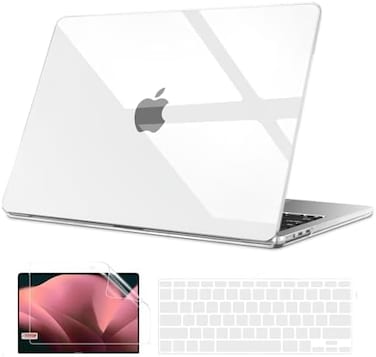 جراب B BELK لجهاز MacBook Air مقاس 13 بوصة (إصدارات 2010-2017)، غطاء صلب بلاستيكي شفاف فائق النحافة مع غطاء لوحة مفاتيح وواقي شاشة، متوافق مع MacBook Air مقاس 13.3 بوصة (موديل A1369 A1466).