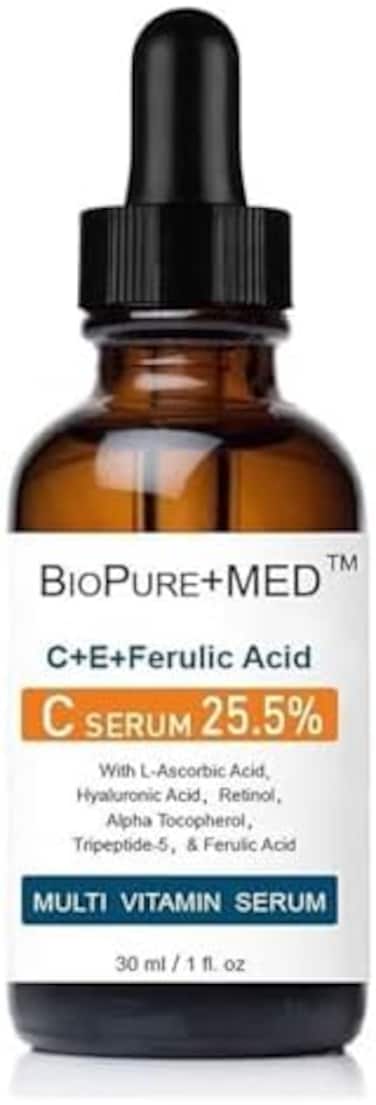 STEMBOTANY Biopuremed 25.5% Vitamin CeFerulic Acid Serum For Face: Brightening Anti Wrinkle Serum With Tripeptide-5, Retinol, Hyaluronic Acid Tns Best Korean Organic Vitamin C Serum/Face Moisturizer