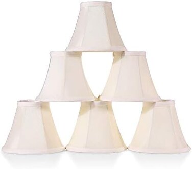 Wellmet Lamp Shade, Natural Linen Chandelair Lamp Shades, Clip-on for The E12 Candle Lights Bell-3x6x5 inches LP-LINE-Cream white
