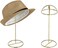 MyGift Set of 2 Hat Stands, 14Inch Brass Tone Wire Tabletop Wig Cap Display Holder Rack