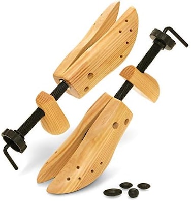 Plixio Shoe Stretcher Women and Men's Shoe Widener - Wooden Expander for Wide Feet, Bunions or Calluses (2 Pack, Brown, Womens 8-13 / Mens 5-12