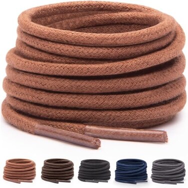 Miscly Laces for Dress Shoes, Round, Tear-Resistant, Thin - 100% Cotton - Diameter 2.4 mm