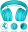 MIDOLA Kids Bluetooth Wireless Headphones Wired On-Ear Headset Foldable Earphone with AUX 3.5mm Jack SD Card Slot, Built-in Mic, FM Radio for Students Children for PC Tablets Cellphone(Cyan