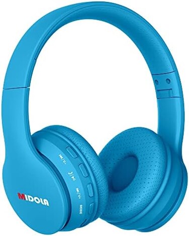MIDOLA Kids Bluetooth Wireless Headphones Wired On Ear Headset Foldable Earphone with AUX 3.5mm Jack SD Card Slot,Built-in Mic,FM Radio for Students Children for PC Tablets Cellphone(Blue