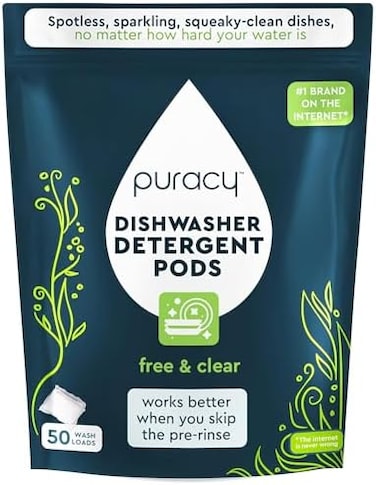 Puracy Dishwasher Pods, Natural Dishwasher Detergent, FreeClear Dish tabs - Enzyme-Powered, SpotResidue Free - TikTok Trend Items, Must Haves from TikTok Made Me Buy It (FreeClear, 50 Count