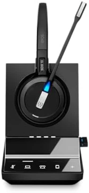 Epos Sennheiser SDW 5016 (507016Single-Sided Wireless DECT Headset for Desk Phone Softphone/PCMobile Phone Connection Dual Microphone Ultra Noise-Canceling, Black, 3 inches