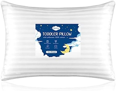 Babebay Toddler Pillow,13X18 Soft Baby Pillows for Sleeping, Machine Washable Kids Pillow , Perfect for Travel, Toddlers Cot,1 Pack (not with Pillowcase