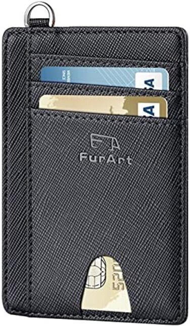 FurArt Minimalist Slim Wallet RFID Blocking Credit Card Holder for Women Men with Disassembly D-Shackle