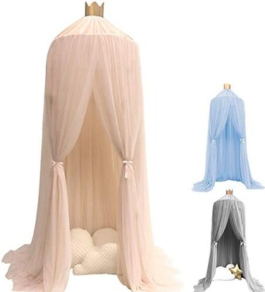 ESUPPORT Dome Princess Bed Canopy Round Lace Mosquito Net Play Tent Hanging House Decoration Lace Netting Curtains Indoor Game House for Baby Kids
