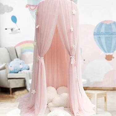 OldPAPA Princess Canopy for Girls - Mosquito Net Baby Nursery Playroom Decor Dome Premium Net Curtain, Pink