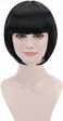 FREE BEAUTY Black Short Bob Flapper Cosplay Wig-Synthetic Costume Women's Natural Looking Halloween Party Christmas Bangs Wigs