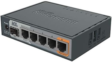جهاز توجيه إيثرنت جيجابت MikroTik hEX S مزود بمنفذ SFP (RB760iGS)