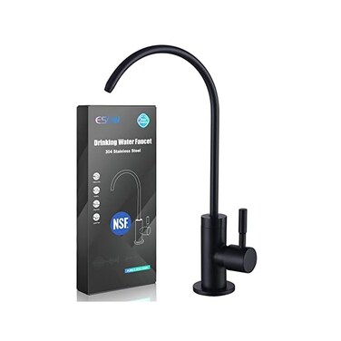 ESOW Kitchen Water Filter Faucet, 100% Lead-Free Drinking Water Faucet Fits Most Reverse Osmosis Units or Water Filtration System in Non-Air Gap, Stainless Steel 304 Body Matte Black Finish