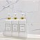 HARRA HOME Modern Gold Design Pump Bottle Set 27 oz Refillable Shampoo Conditioner Dispenser Empty Shower Plastic Bottles Pump Bathroom Lotion Body wash Massage Oils, Pack of 3 (White