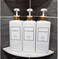 HARRA HOME Modern Gold Design Pump Bottle Set 27 oz Refillable Shampoo Conditioner Dispenser Empty Shower Plastic Bottles Pump Bathroom Lotion Body wash Massage Oils, Pack of 3 (White